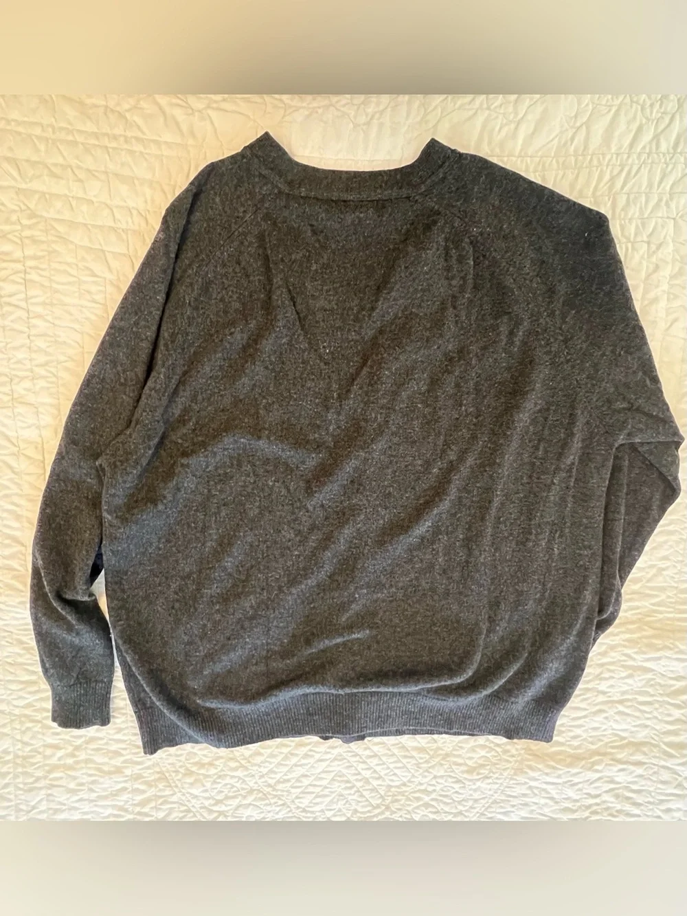 L.L. Bean Charcoal Gray V-Neck Button Cardigan